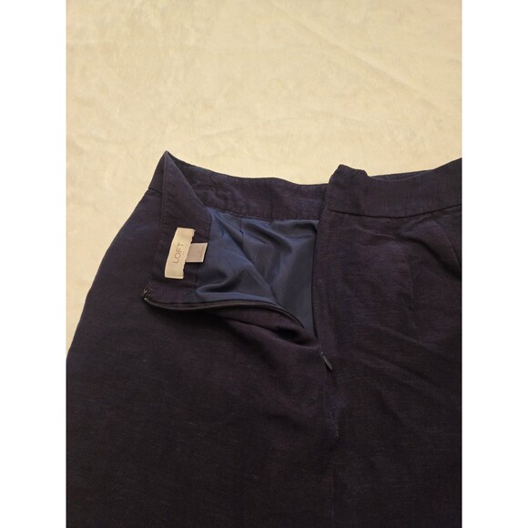 Loft Womens Navy Linen blend Knee Length Straight Skirt Sz 2 - Picture 8 of 8
